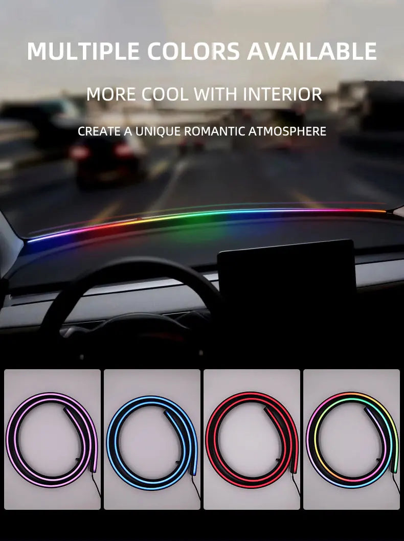 إضاءة محيطية USB RGB للزجاج الأمامي 140/150 سم