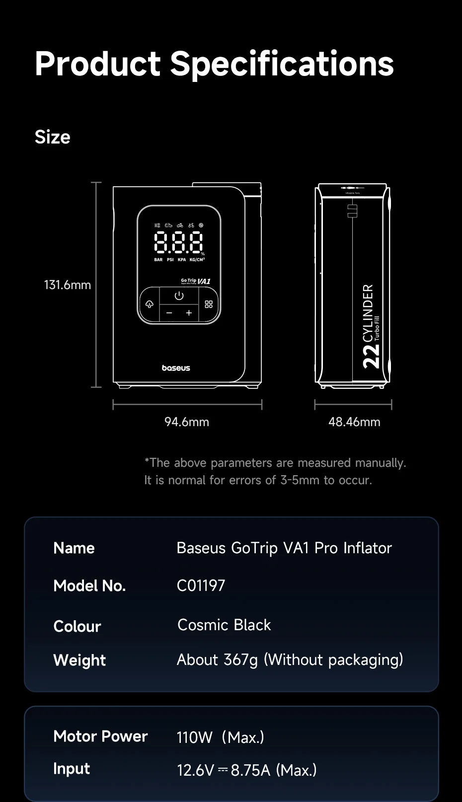 Baseus VA1 Pro/Max Air Compressor