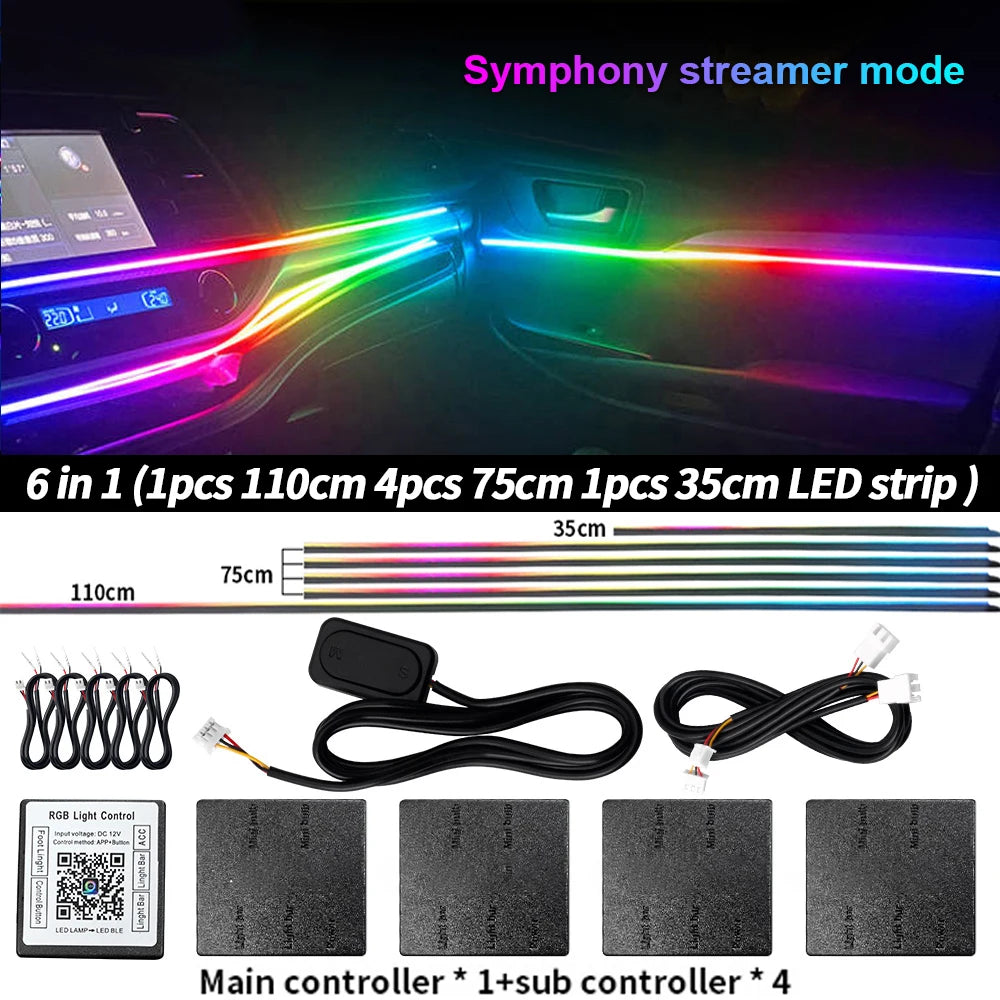 إضاءة محيطية للسيارة 18 في 1 RGB 64 لونًا