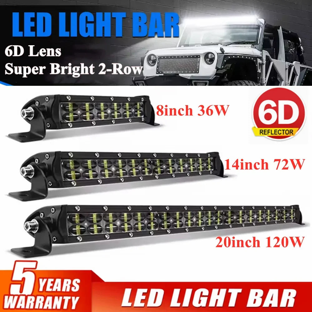 6D LED Light Bar 2-Row 4x4 12V/24V