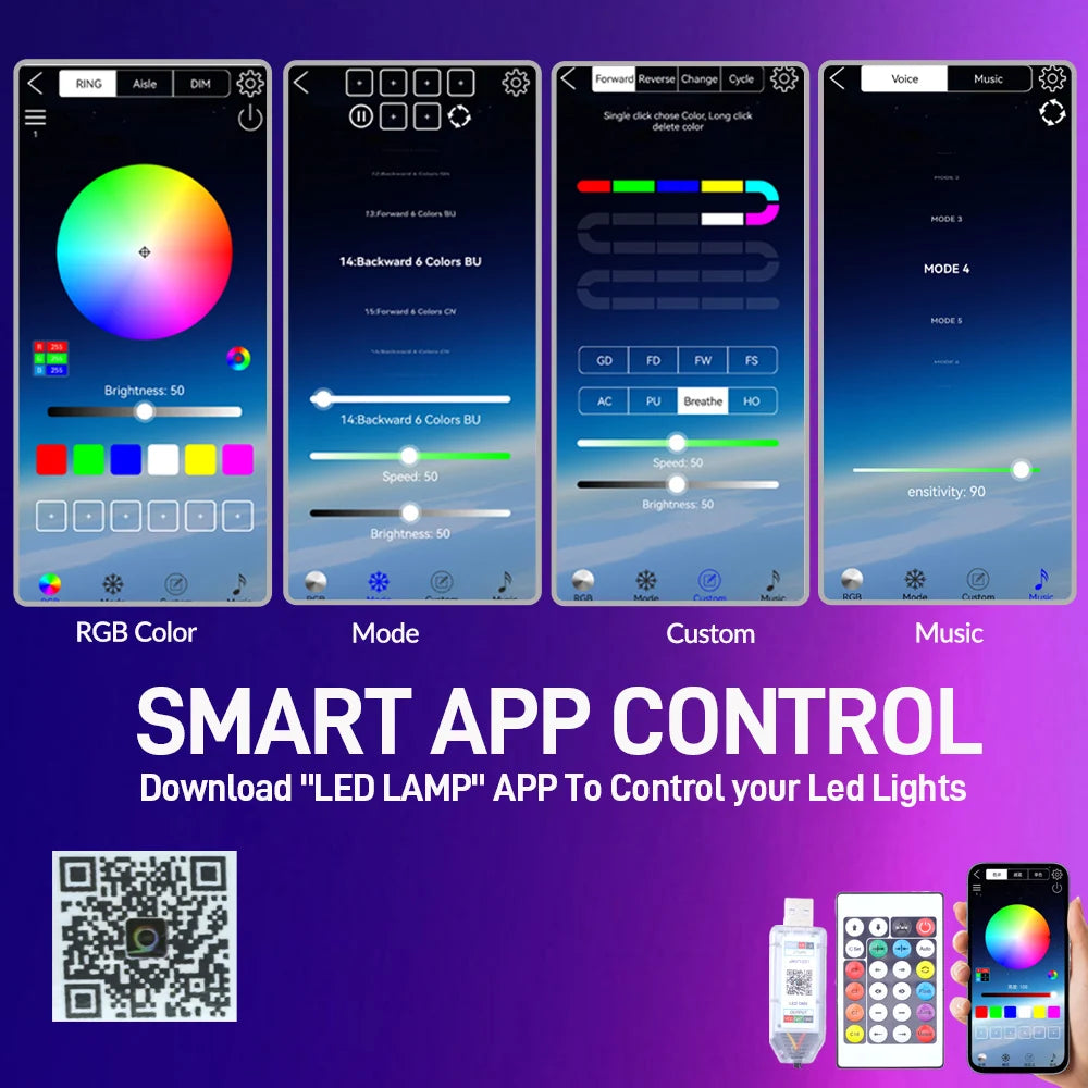 RGB Car Interior LED Strip Dreamcolor APP