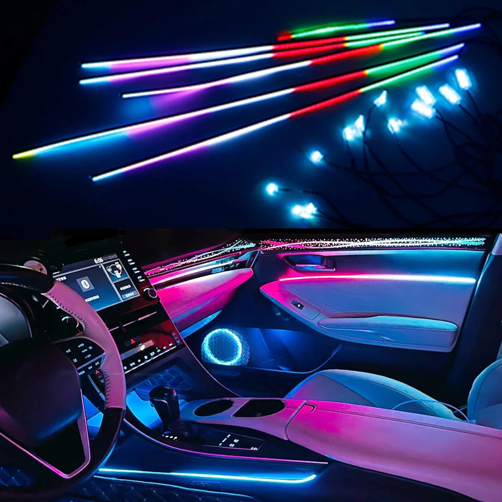 إضاءة محيطية للسيارة 18 في 1 RGB 64 لونًا