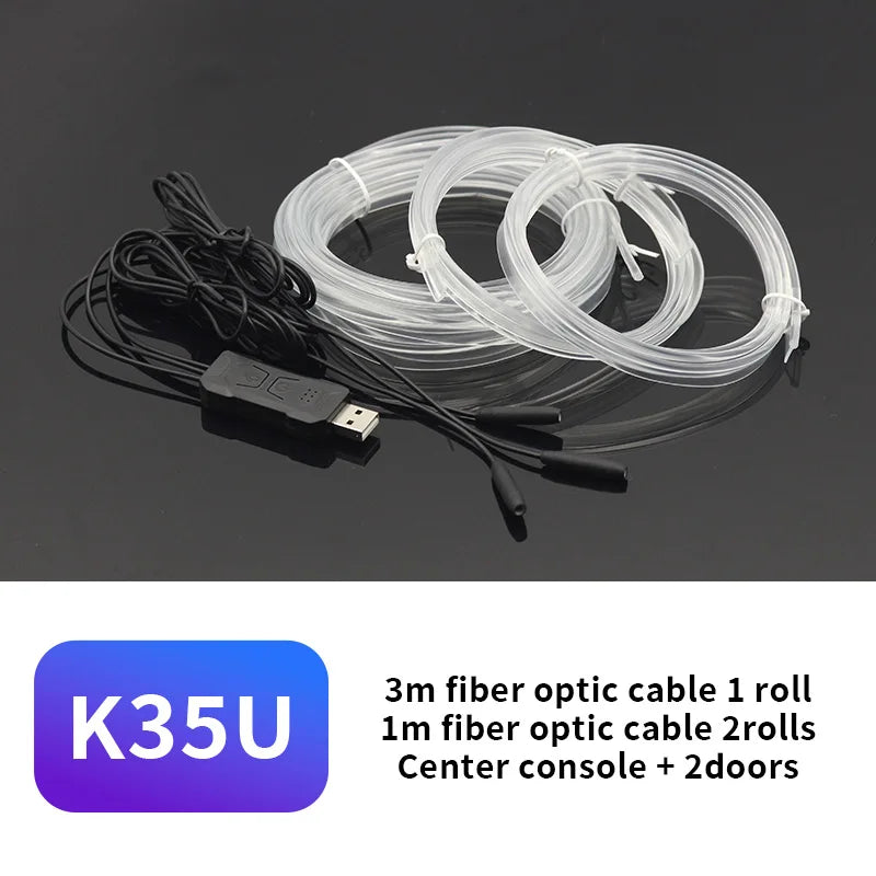 سلك إضاءة LED USB RGB EL للسيارة 3M