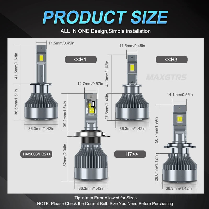 مصباح أمامي LED طراز XHP50 بقوة 18000 لومن و 90 واط