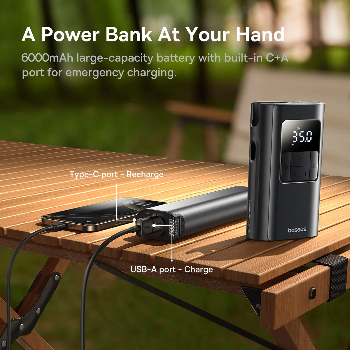 Baseus 2-in-1 Tire Inflator 6000mAh