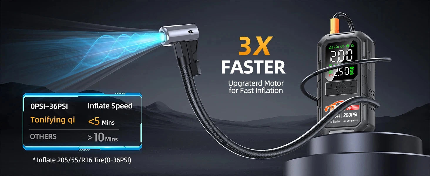 4-in-1 Car Jump Starter & Air Compressor
