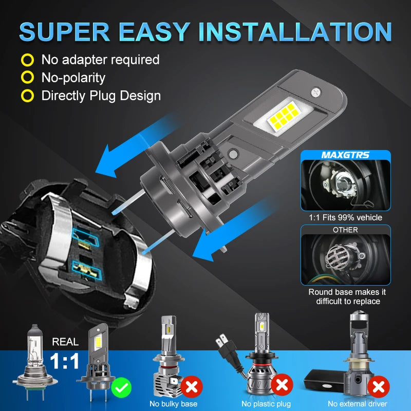 9012 H7 LED Headlight 90W 20000LM Canbus