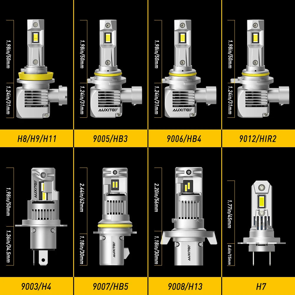 مصباح أمامي LED من AUXITO بقوة 20000 لومن و100 واط مع ناقل CANbus