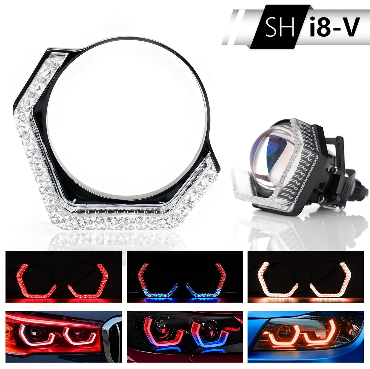 حلقة هالة مصابيح تحديد المواقع الأمامية LED RGB مقاس 3 بوصات