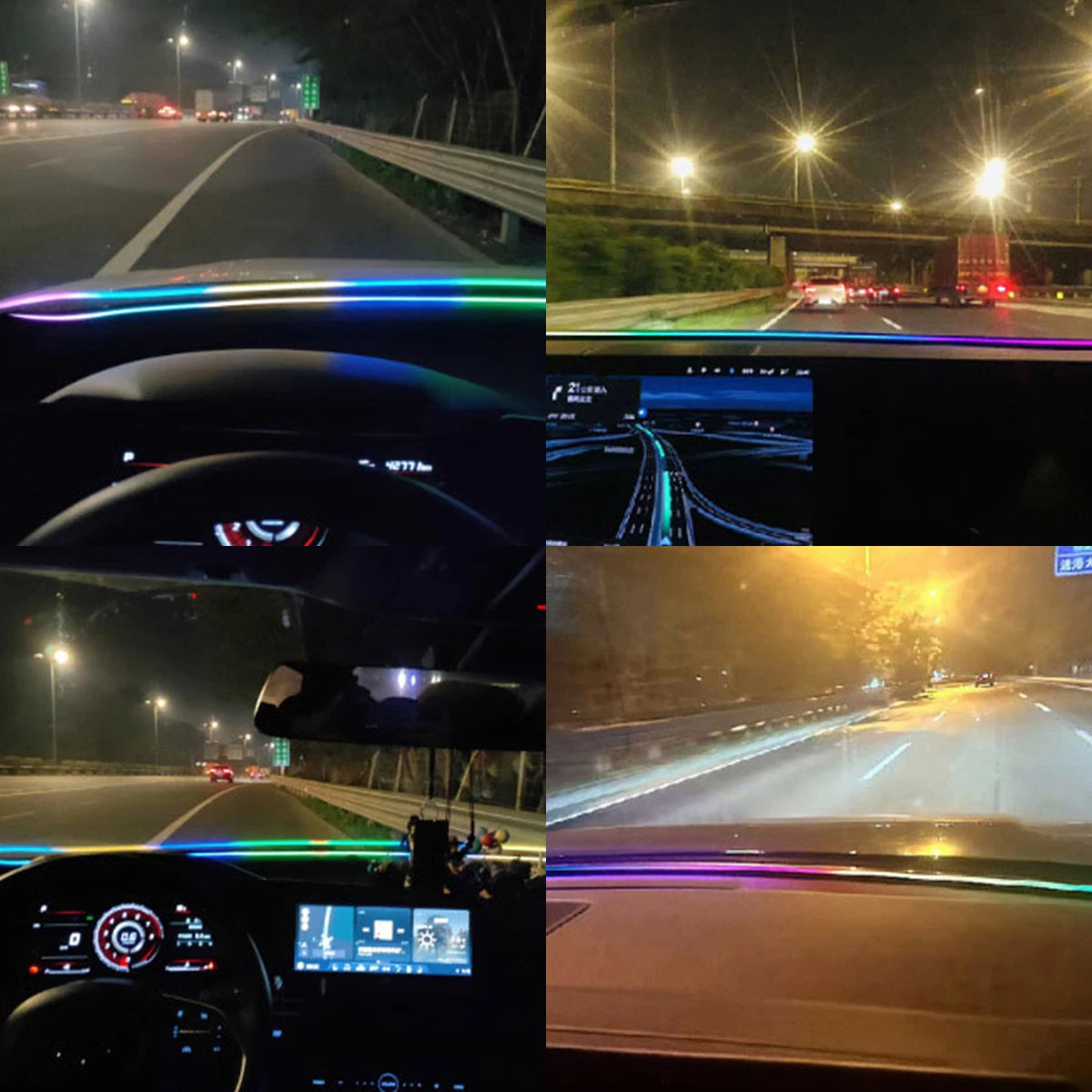 إضاءة محيطية USB RGB للزجاج الأمامي 140/150 سم