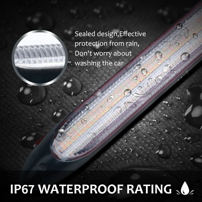 شريط LED DRL بجهد 12 فولت بإشارة انعطاف متدفقة (قطعتان)