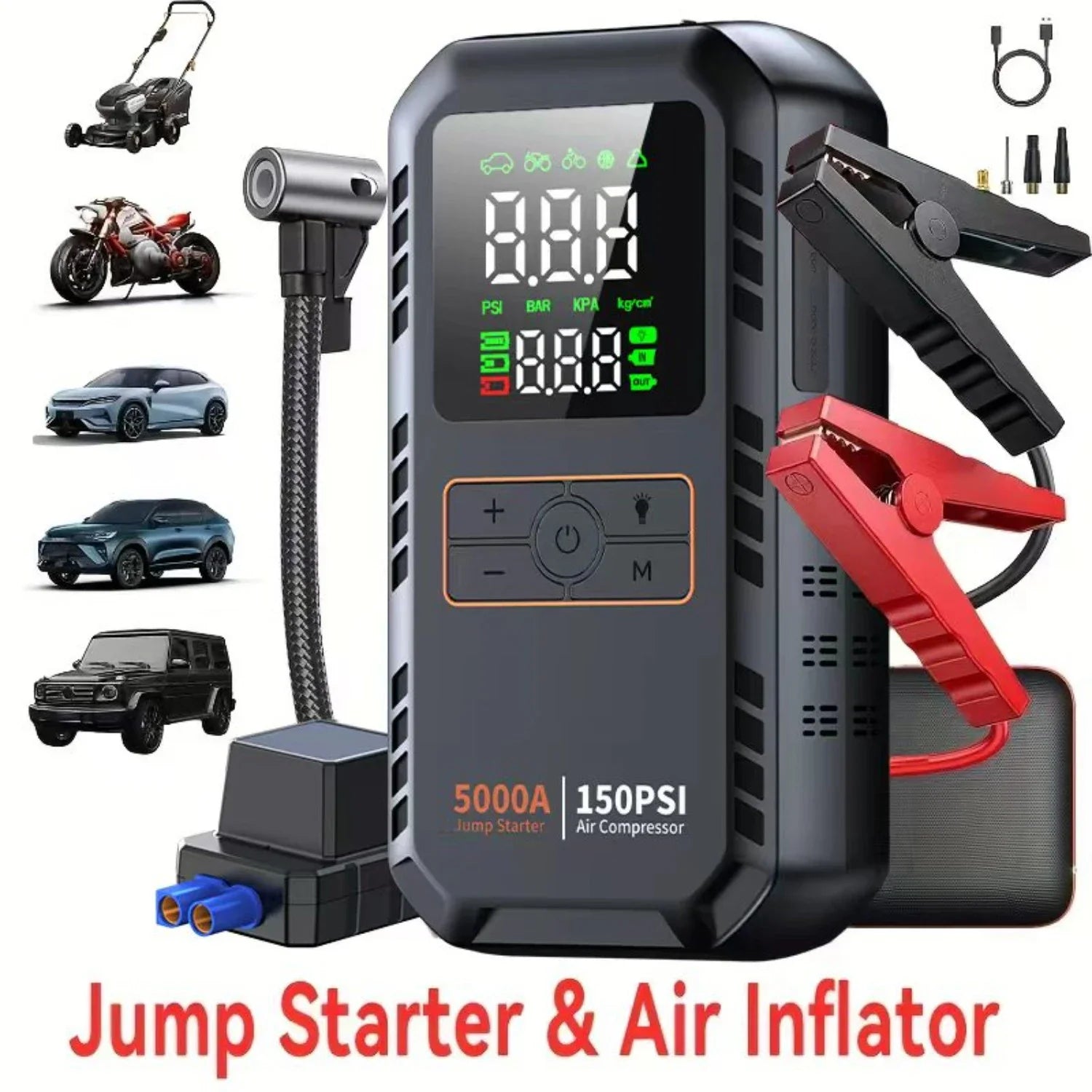 4-in-1 Car Jump Starter & Air Compressor