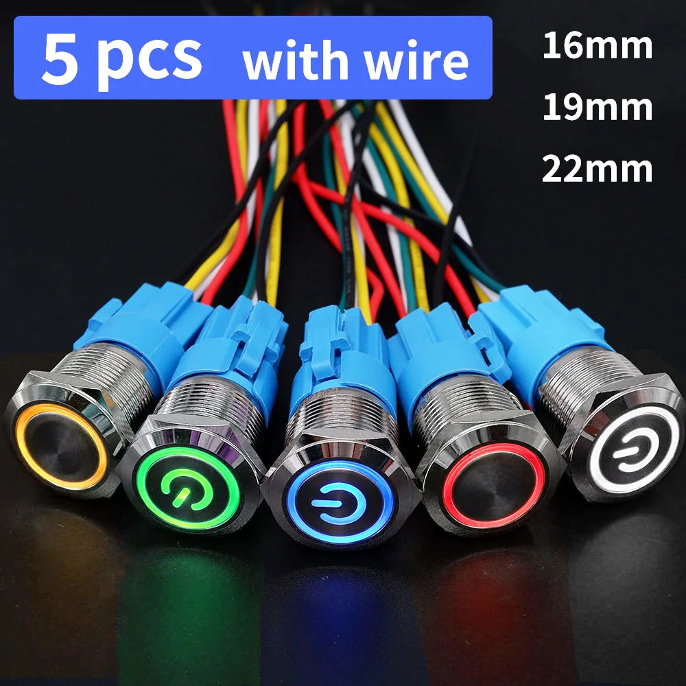 Metal Push Button Switch 12V (5PCS)