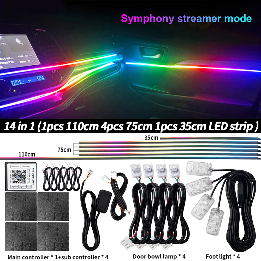 إضاءة محيطية للسيارة 18 في 1 RGB 64 لونًا