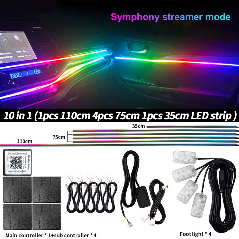 إضاءة محيطية للسيارة 18 في 1 RGB 64 لونًا