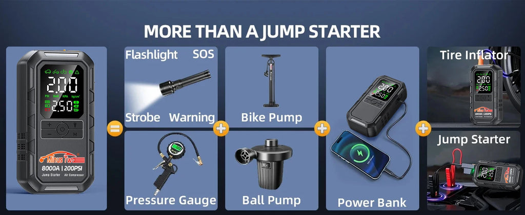 4-in-1 Car Jump Starter & Air Compressor