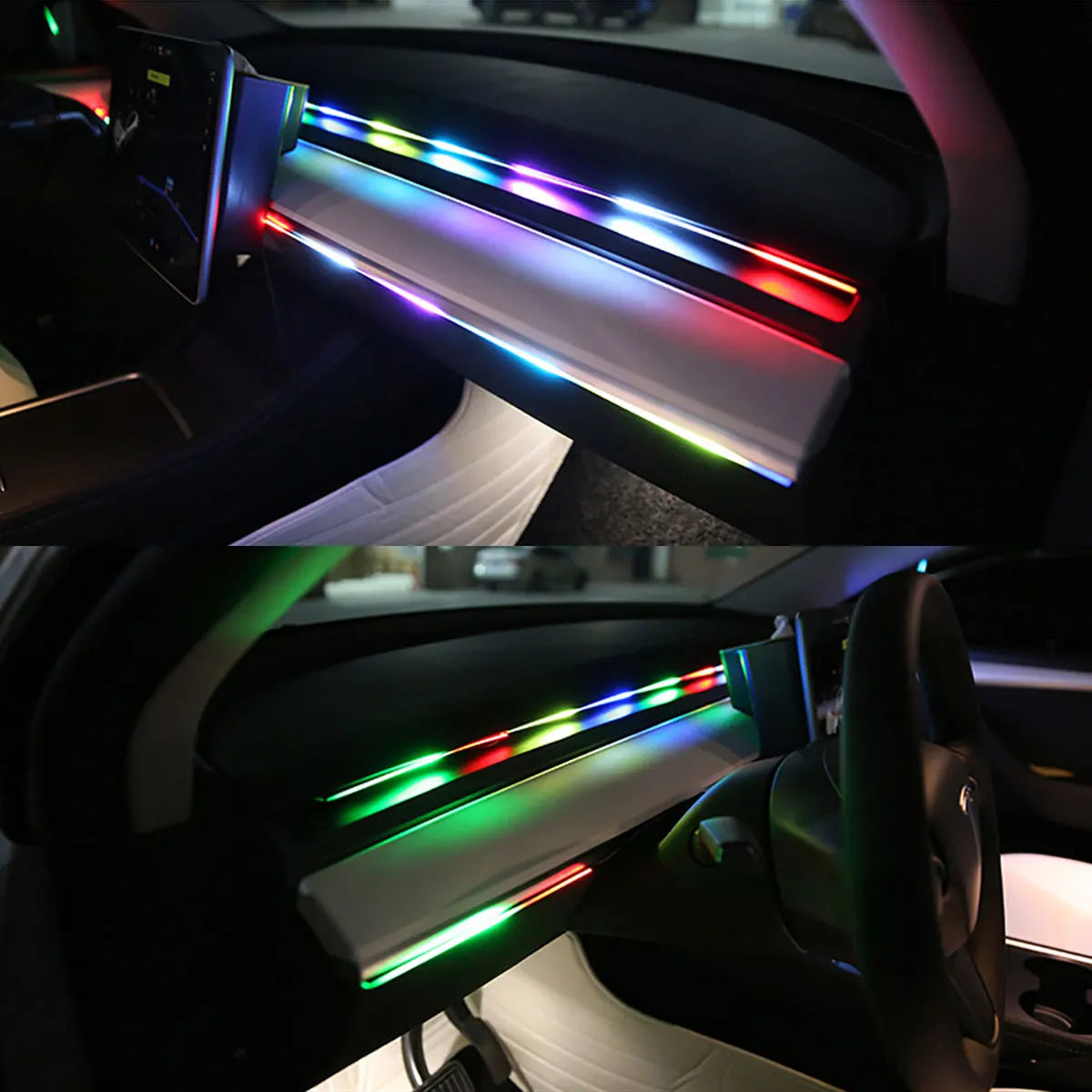 شريط إضاءة محيطي لسقف السيارة بطول 110 سم RGB