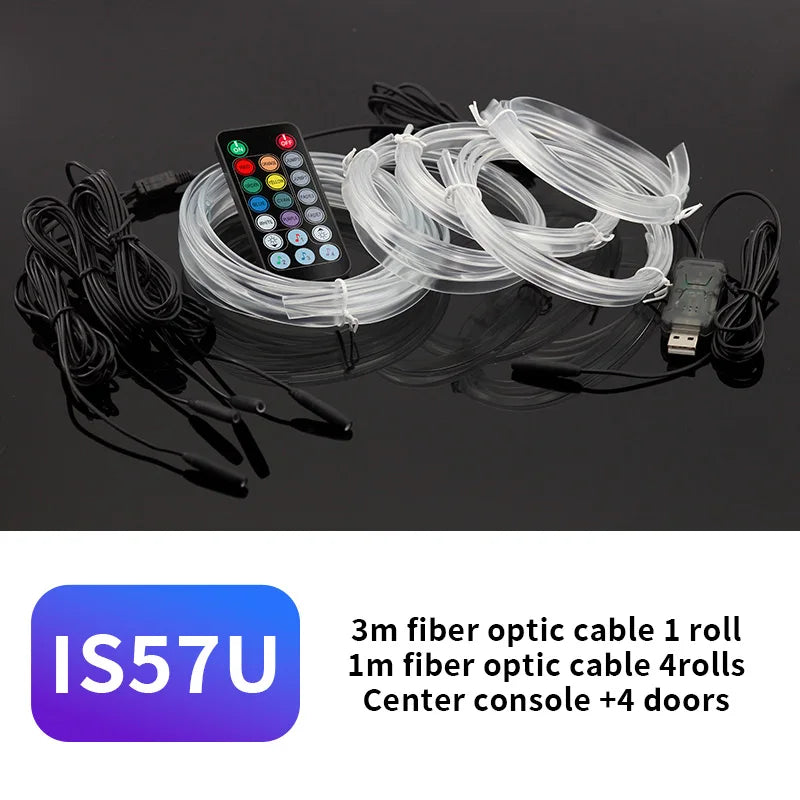 سلك إضاءة LED USB RGB EL للسيارة 3M