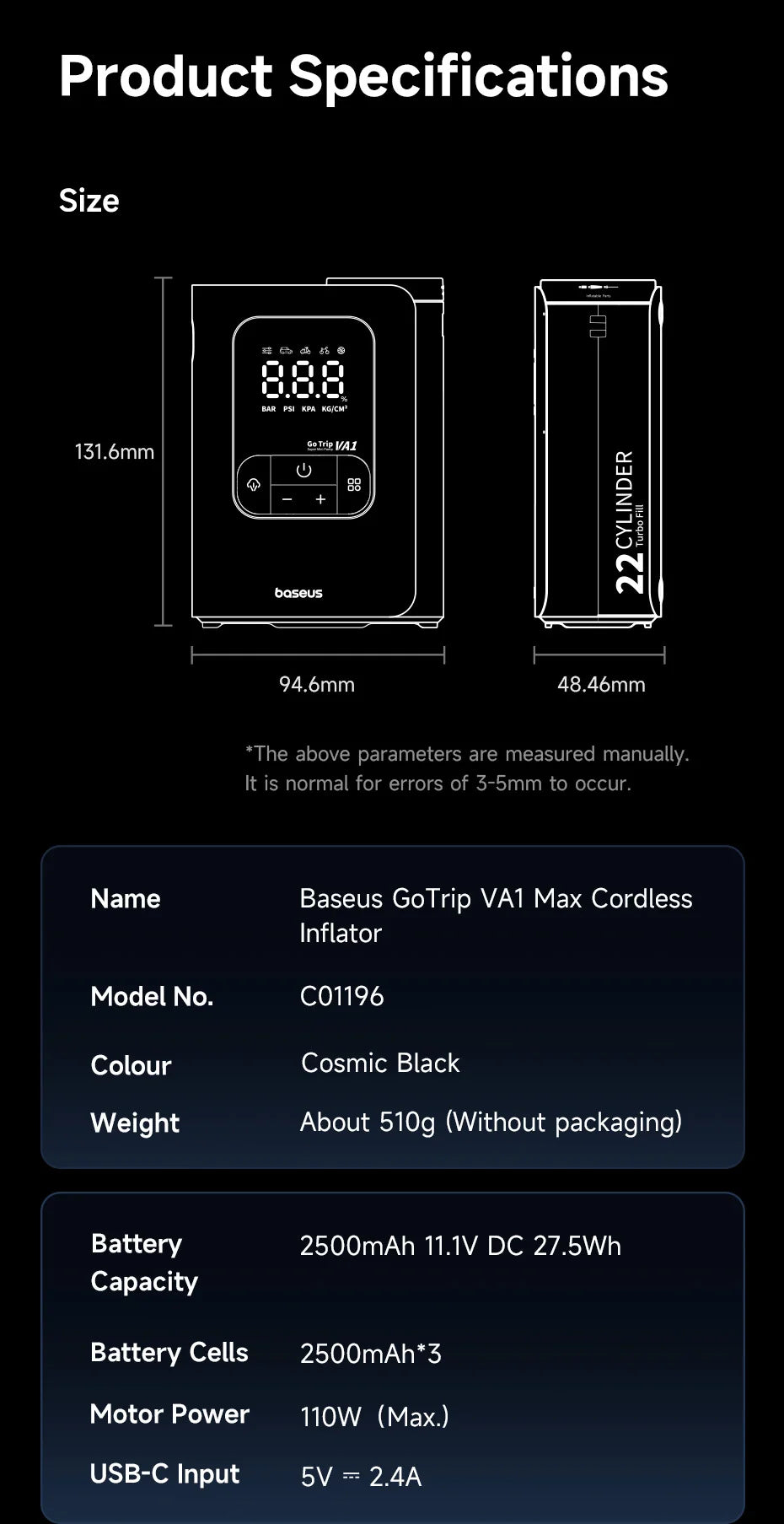 Baseus VA1 Pro/Max Air Compressor