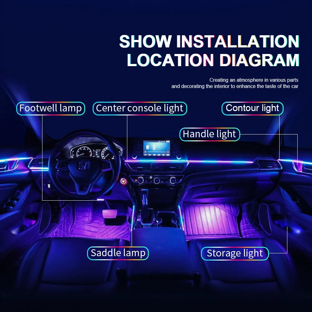 إضاءة محيطية للسيارة 18 في 1 RGB 64 لونًا