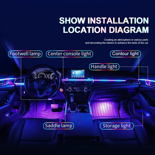 إضاءة محيطية للسيارة 18 في 1 RGB 64 لونًا