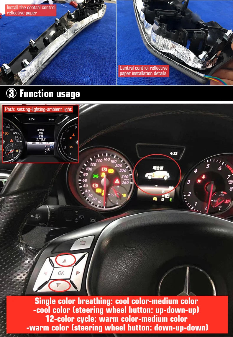 Mercedes Ambient Air Vent LED 64 Colors