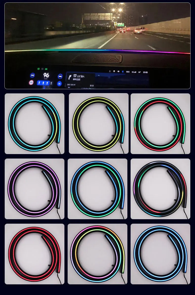 إضاءة محيطية USB RGB للزجاج الأمامي 140/150 سم