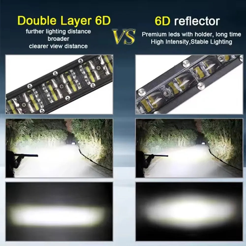 6D LED Light Bar 2-Row 4x4 12V/24V