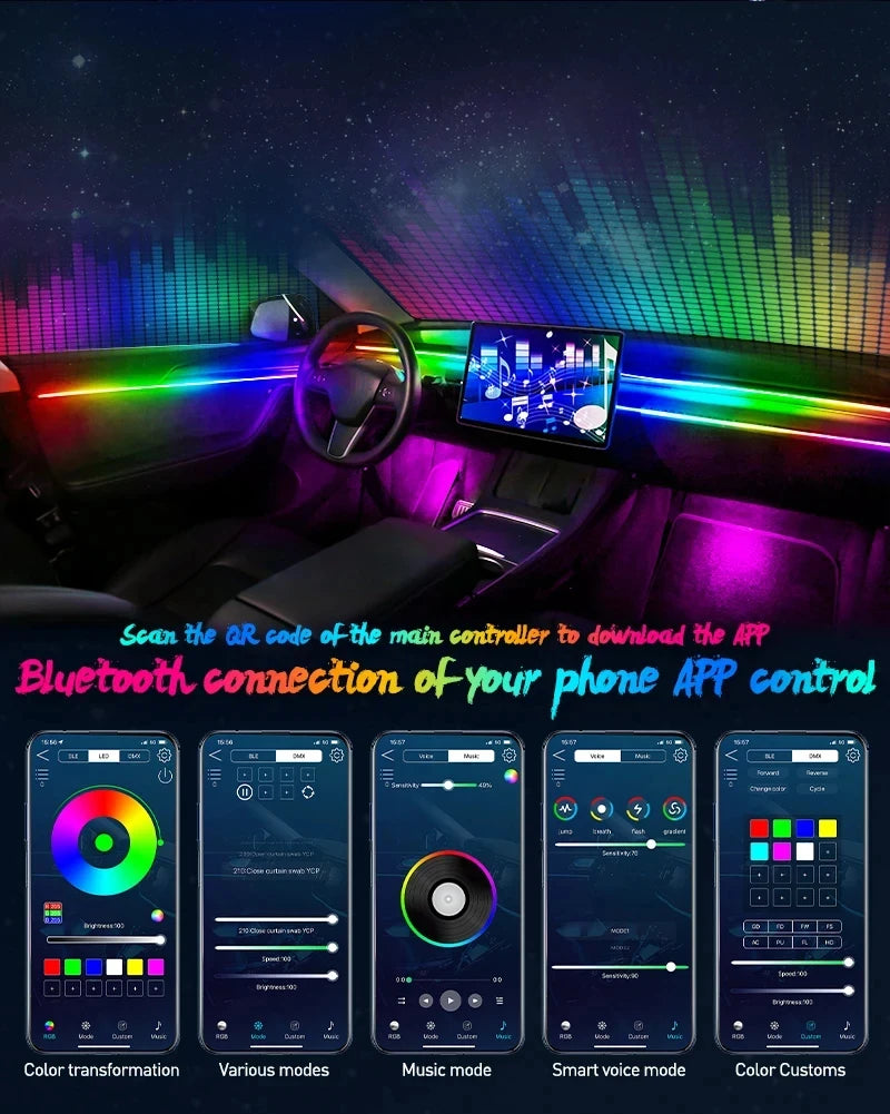 طقم إضاءة داخلية RGB 22 في 1 لسيارات BMW الفئة الثالثة