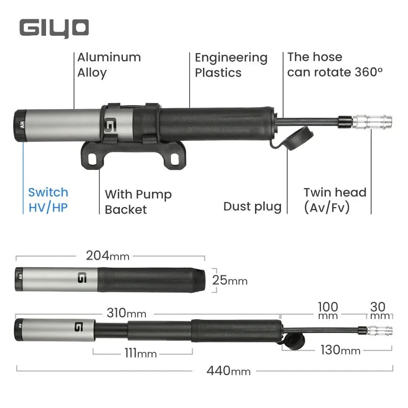 GIYO 120PSI Bike Hand Pump